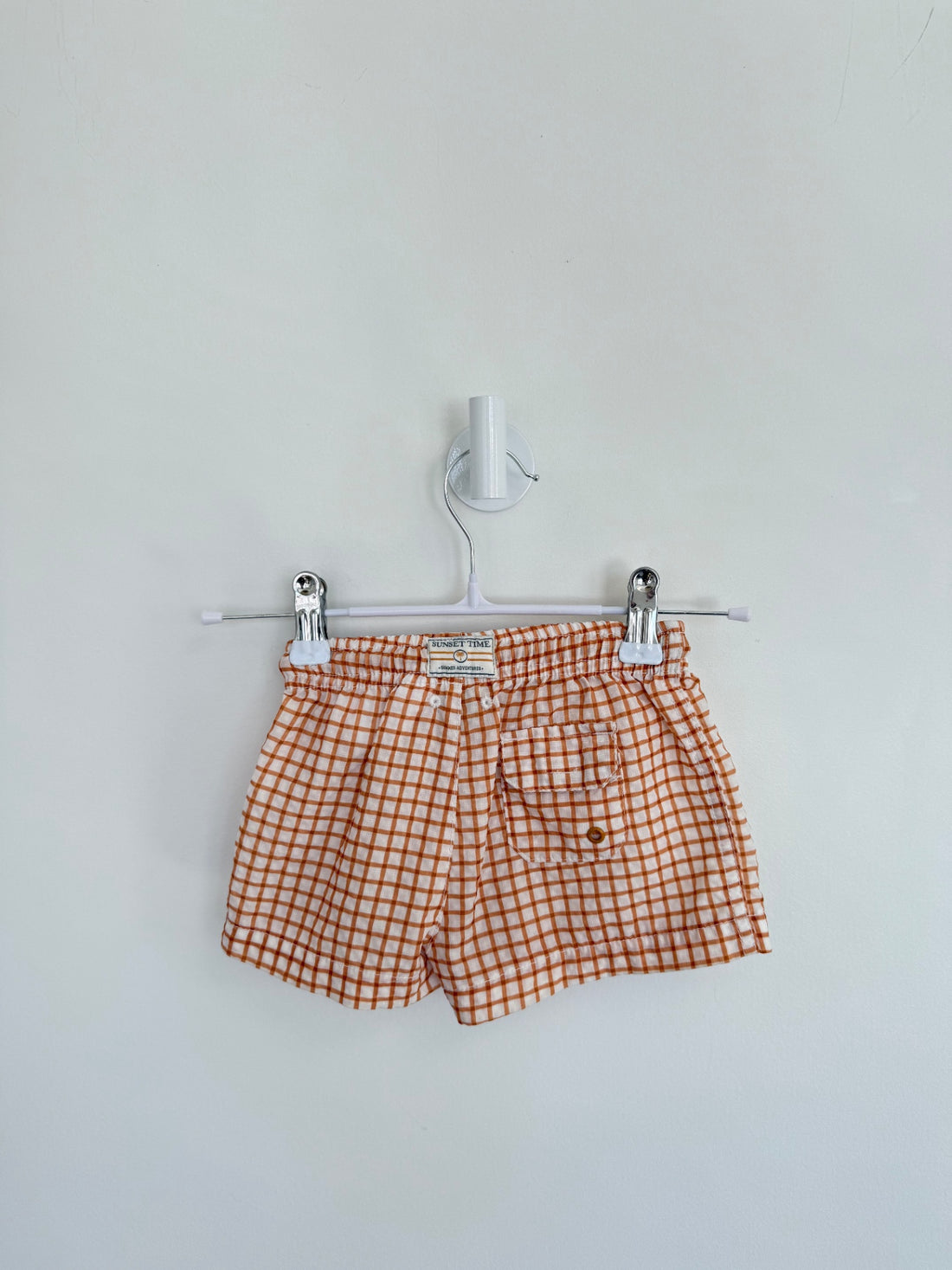 Zara Shorts 12-24 months checkered orange/white