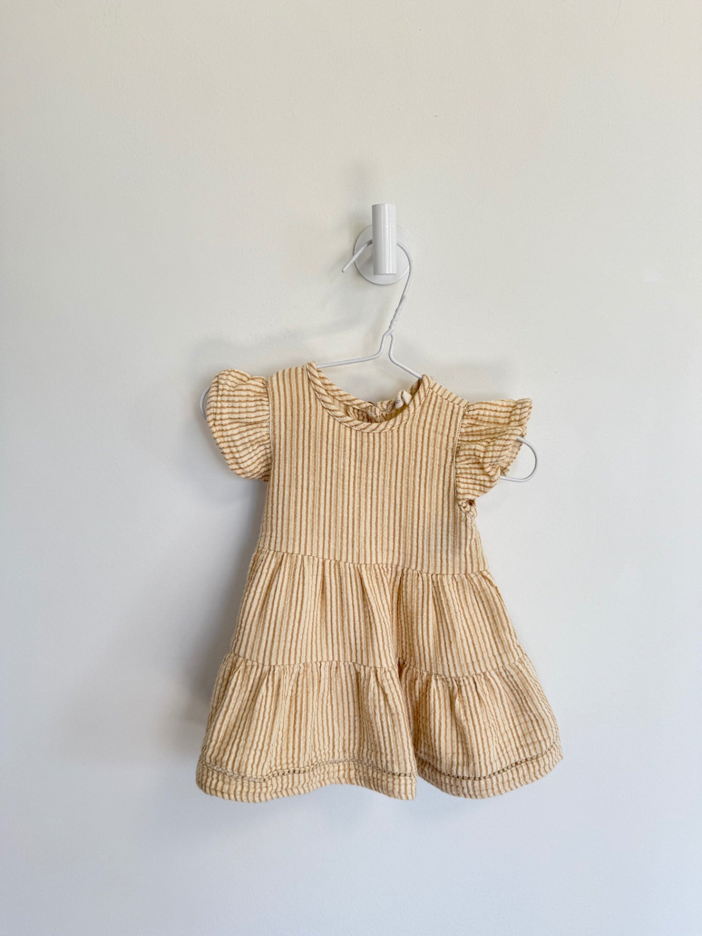 Quincy Mae Dress 3-6 months Cream/yellow stripe