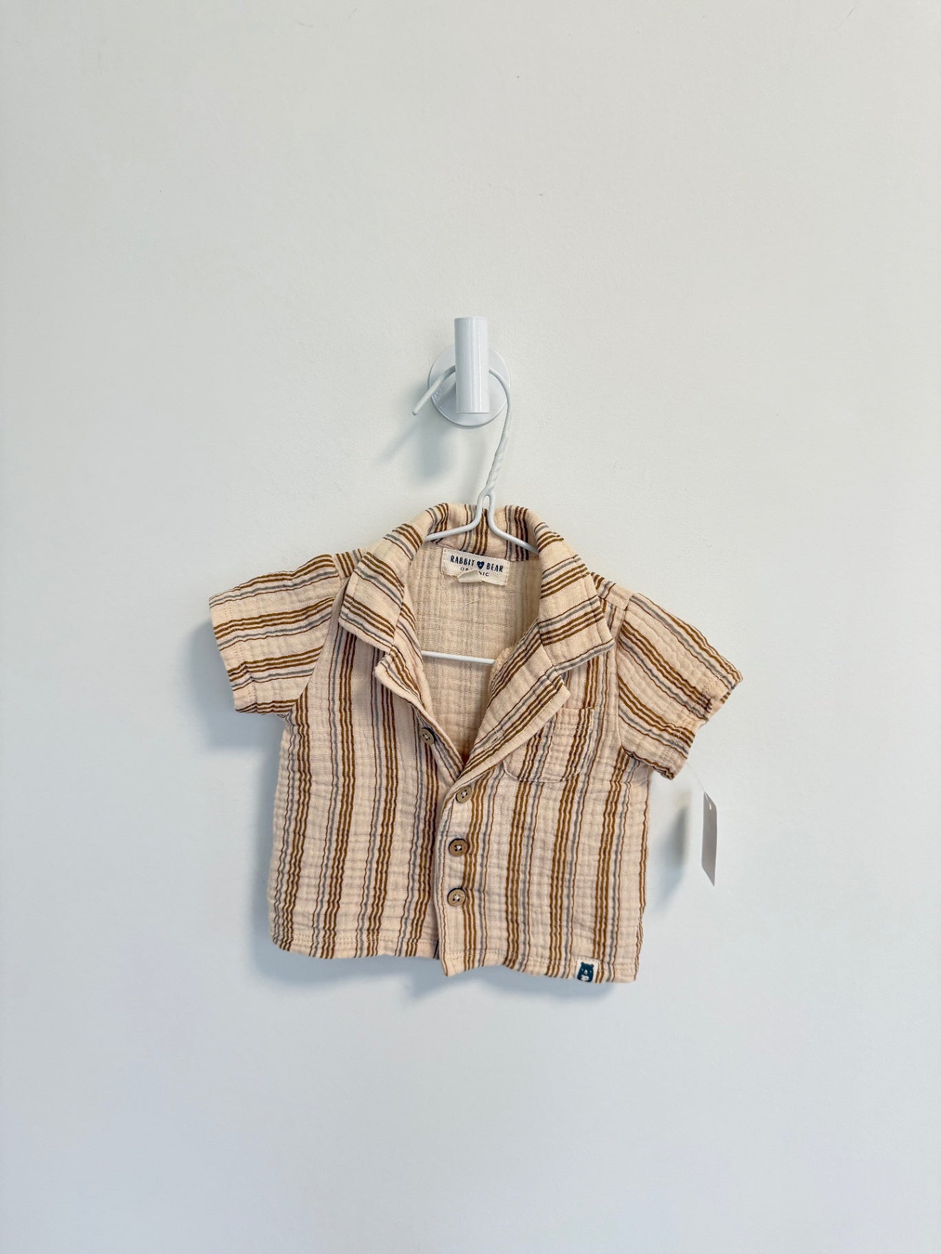 Rabbit + Bear 2 pc set 0-3 months Beige/Brown stripe