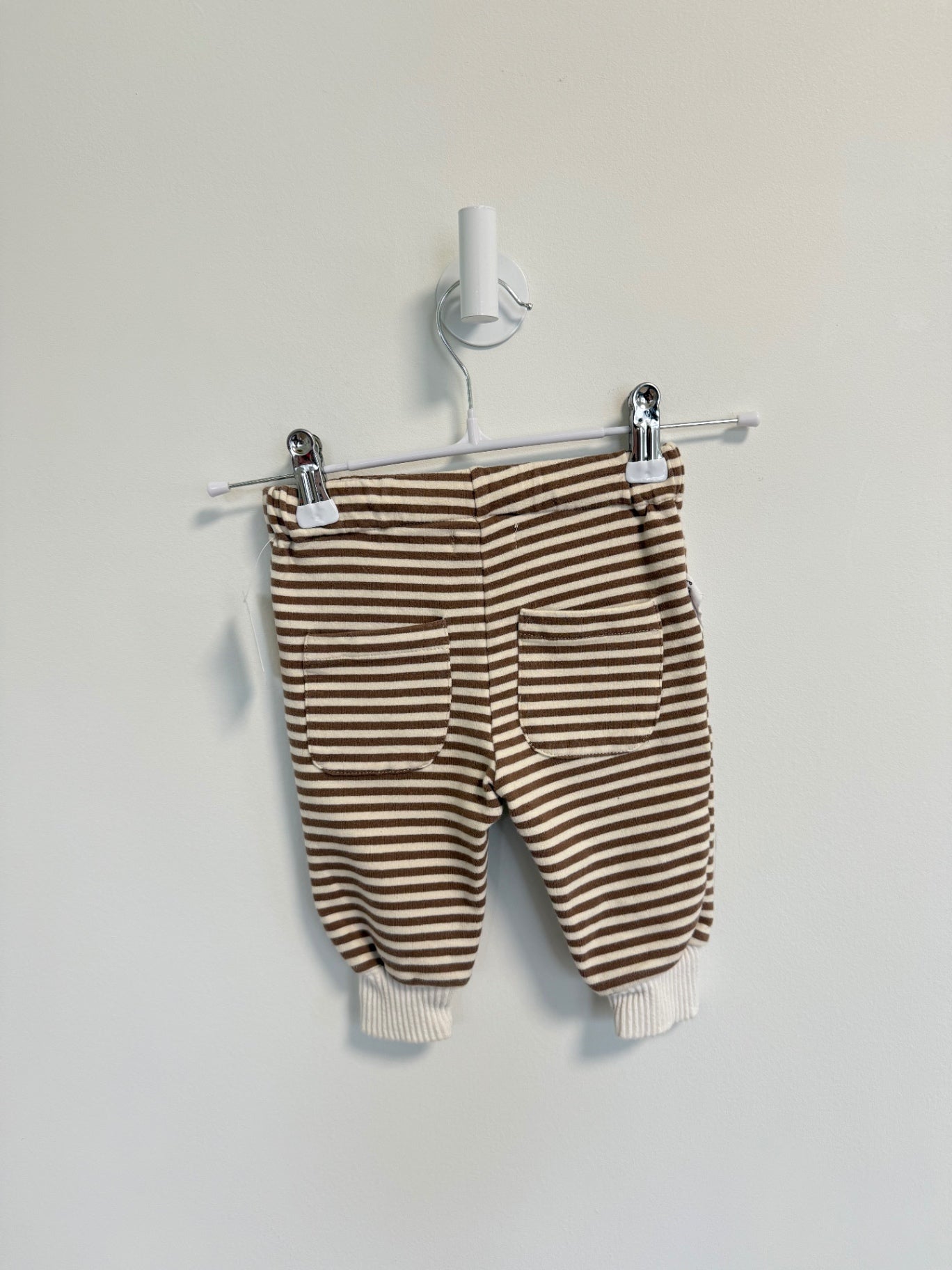 Pip + Lenny Sweatpants 6-12 months White/Brown stripe