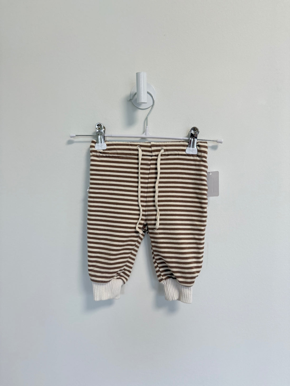 Pip + Lenny Sweatpants 6-12 months White/Brown stripe