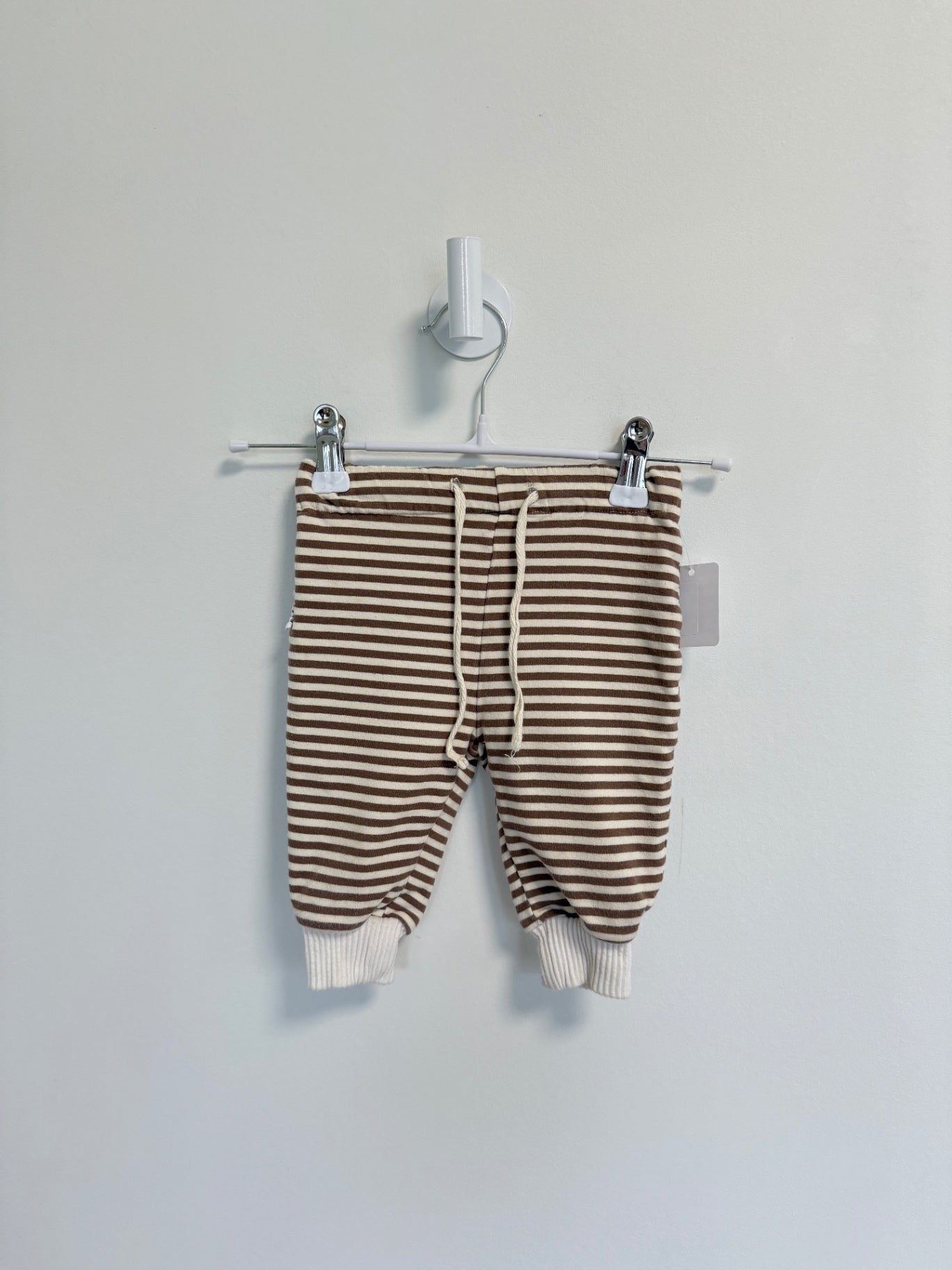 Pip + Lenny Sweatpants 6-12 months White/Brown stripe