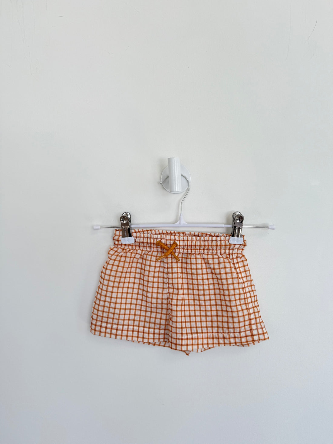 Zara Shorts 12-24 months checkered orange/white