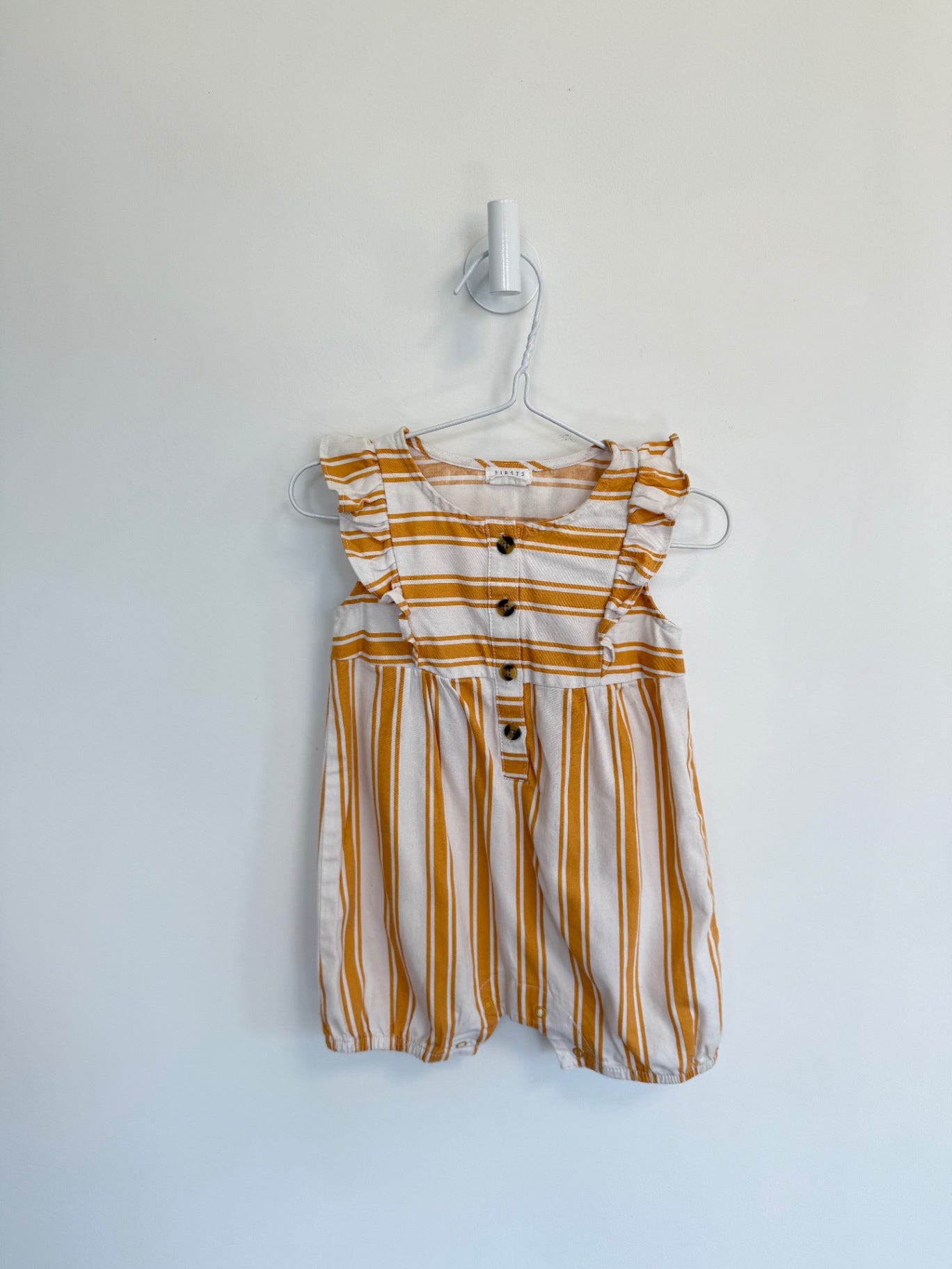 Petit Lem Romper 12 months Yellow/white stripe