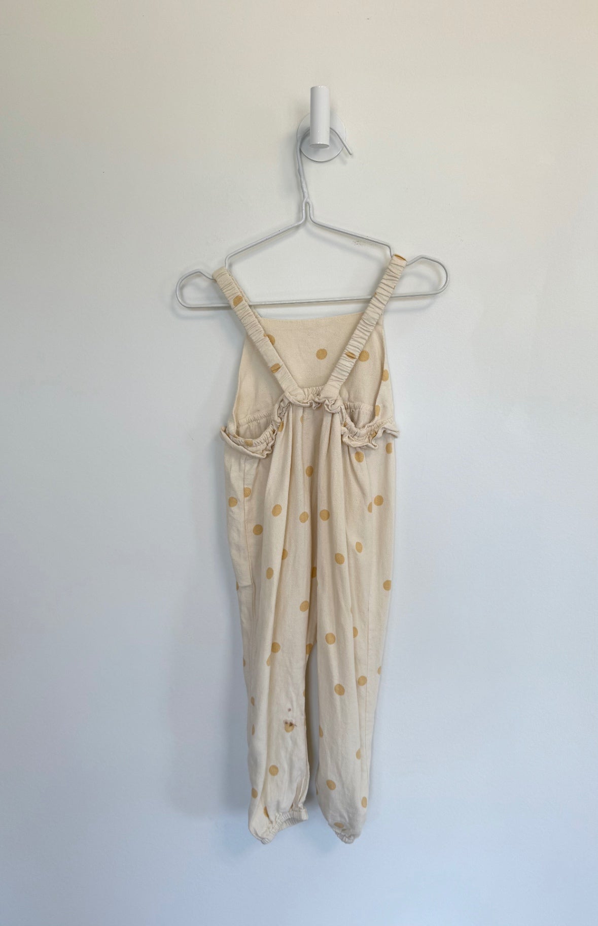 Rylee + Cru Romper 12-18 months Cream w/yellow polka dots