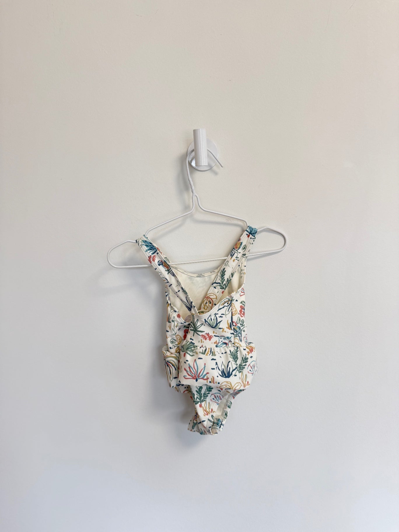 Little Planet Bathing suit 6 months Cream with palms and leaves