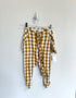 Mudpie Onesie 3-6 months Checkered tan/white
