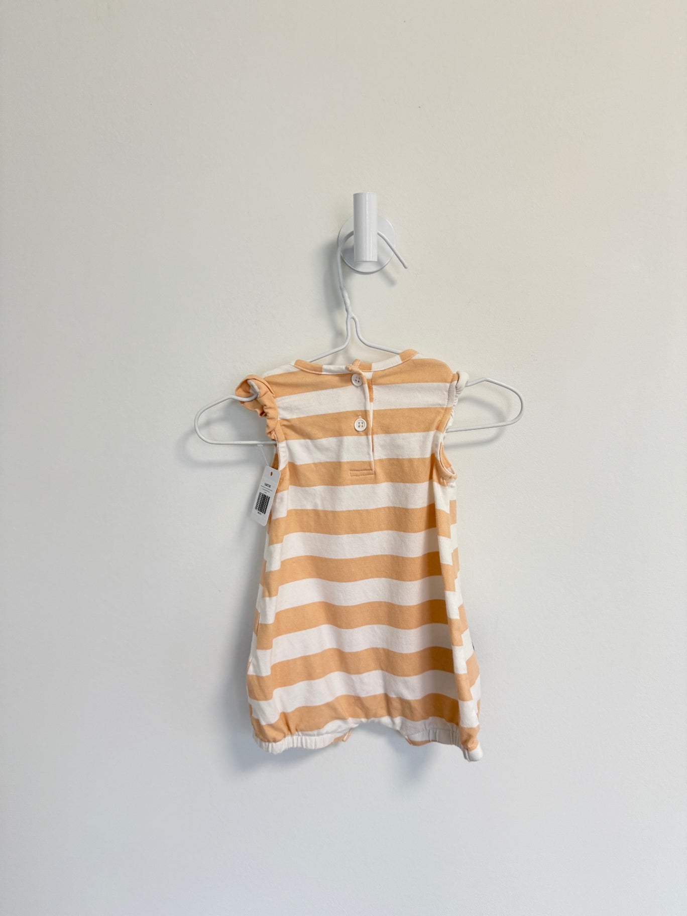 Deux par Deux Romper 3 months peach/white stripe