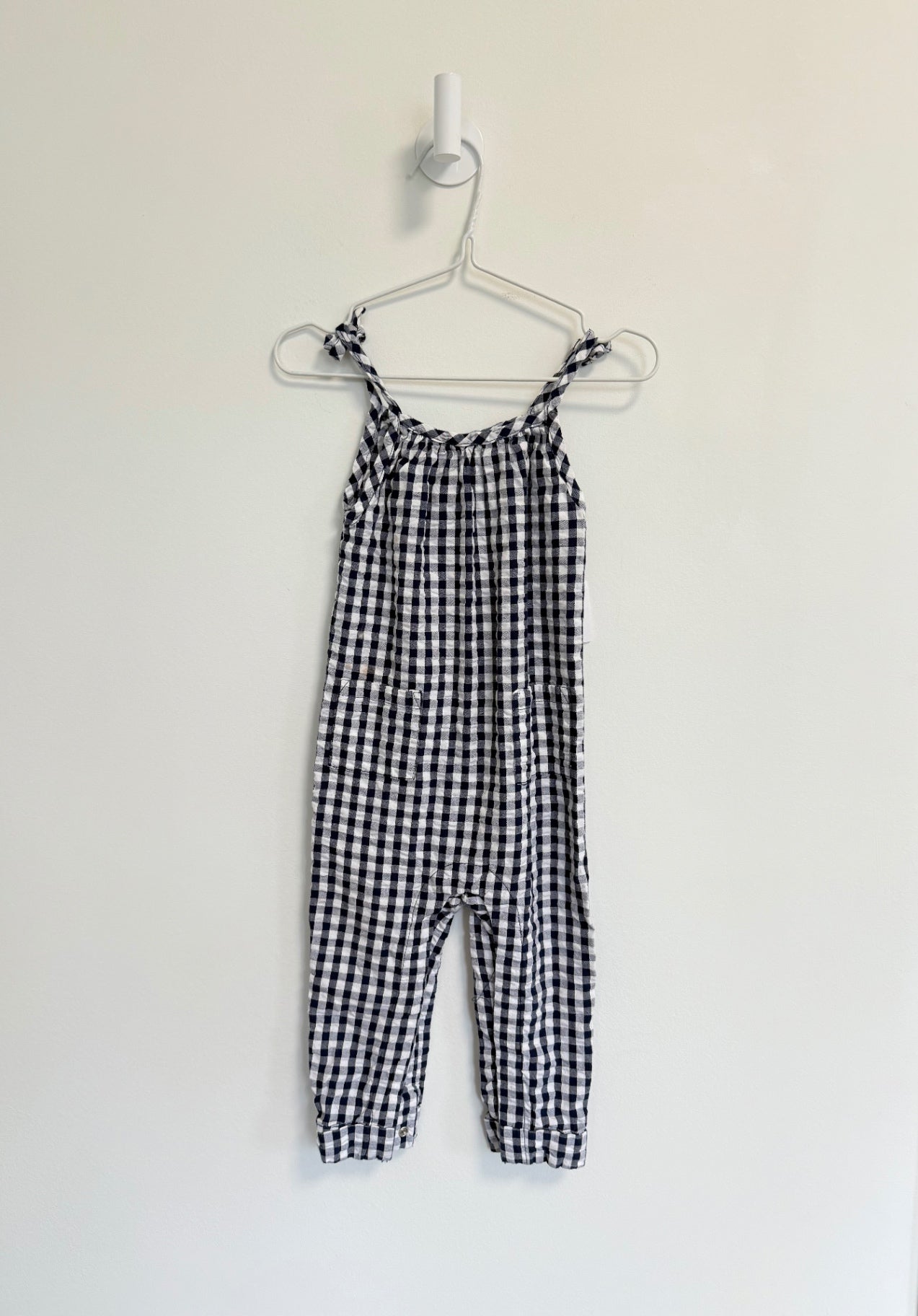 Rise Little Earthling Romper 12-18 months Blue/white checkered