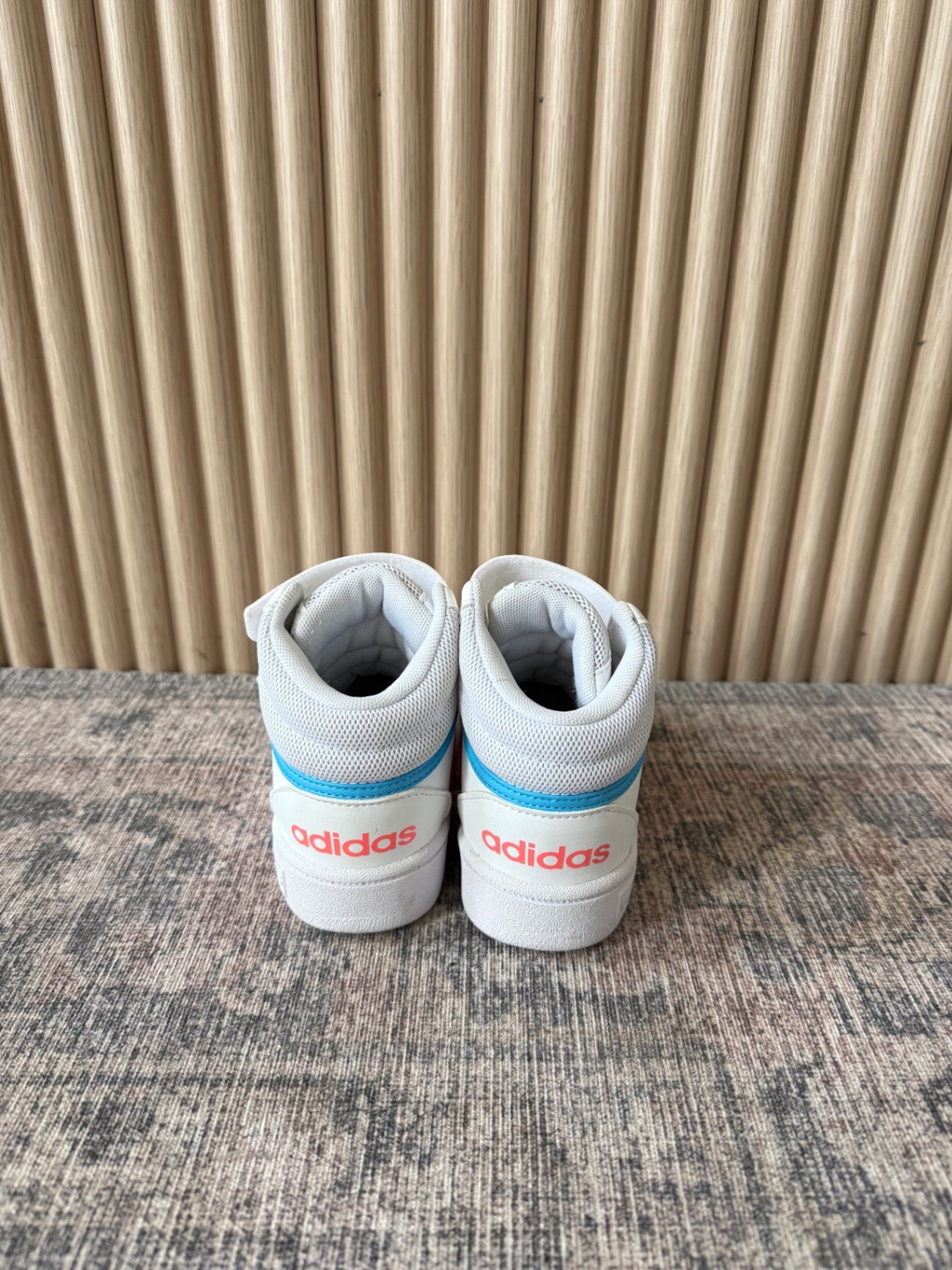 Adidas Shoes size 8K White with pink and blue accents