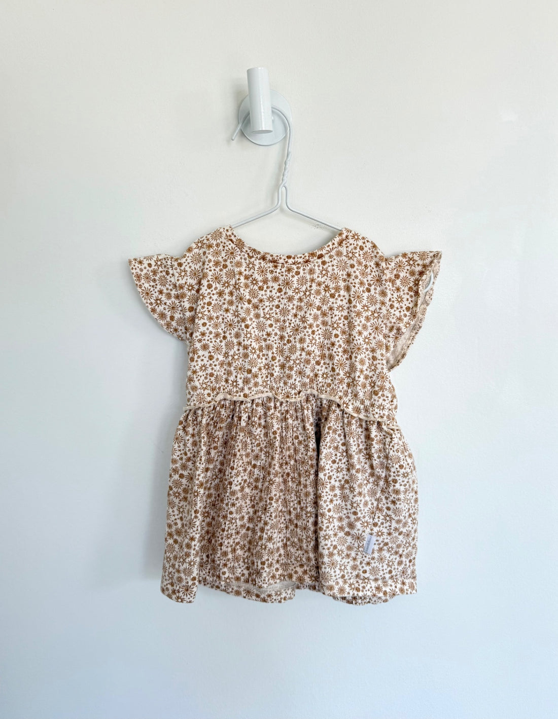 Noppies Dress 6-9 months tan/white flowers