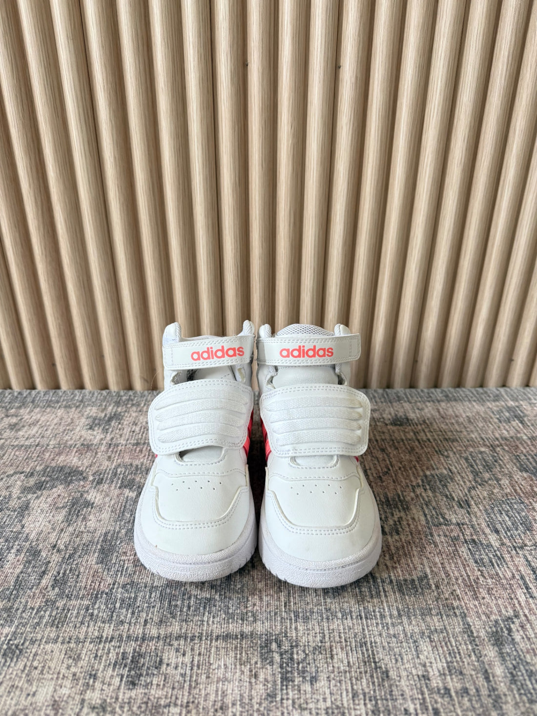 Adidas Shoes size 8K White with pink and blue accents