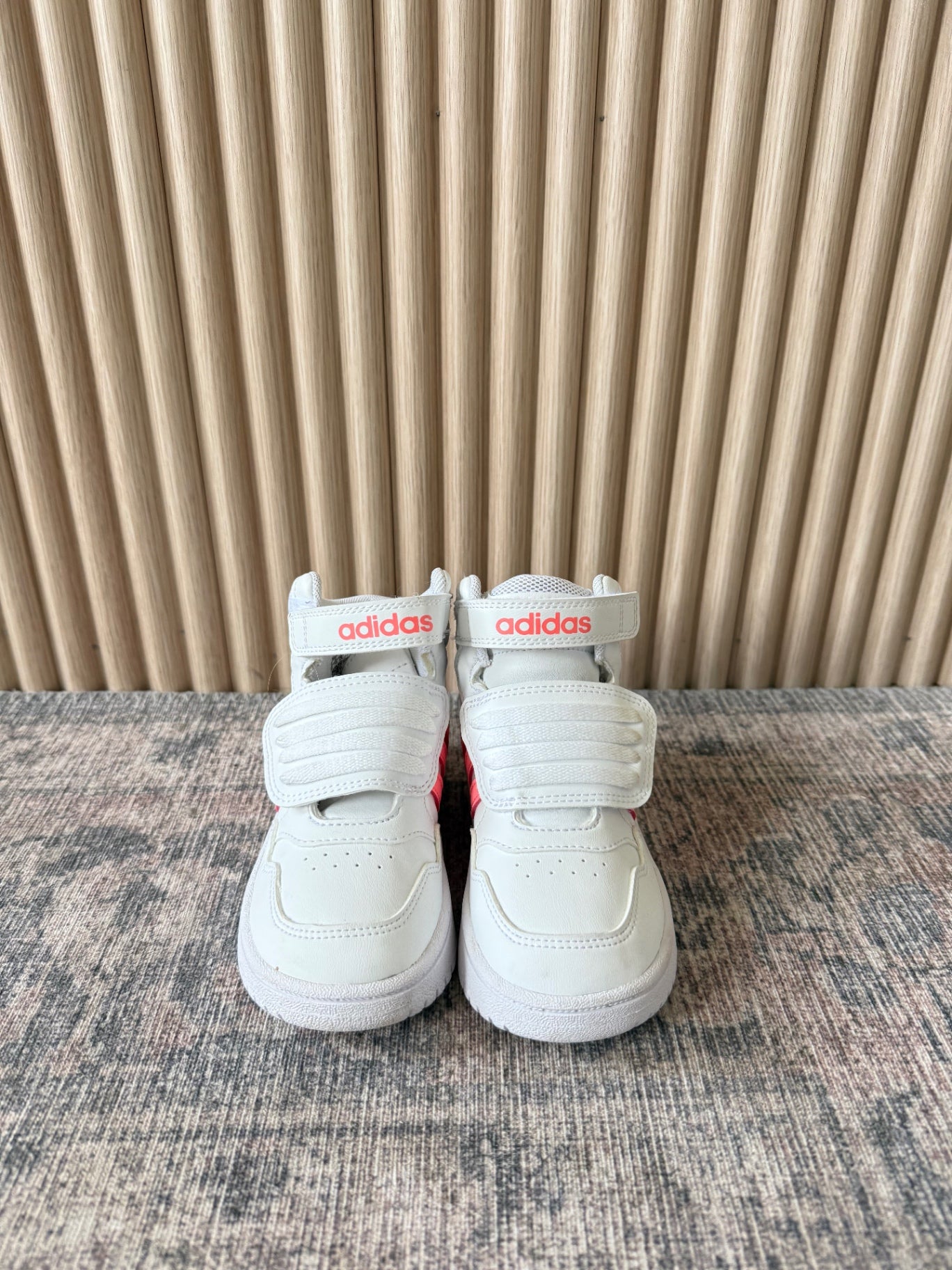 Adidas Shoes size 8K White with pink and blue accents