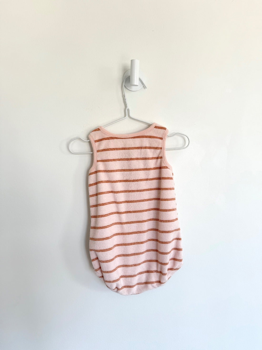 Carters Romper 9 months Light pink w/ brown stripes