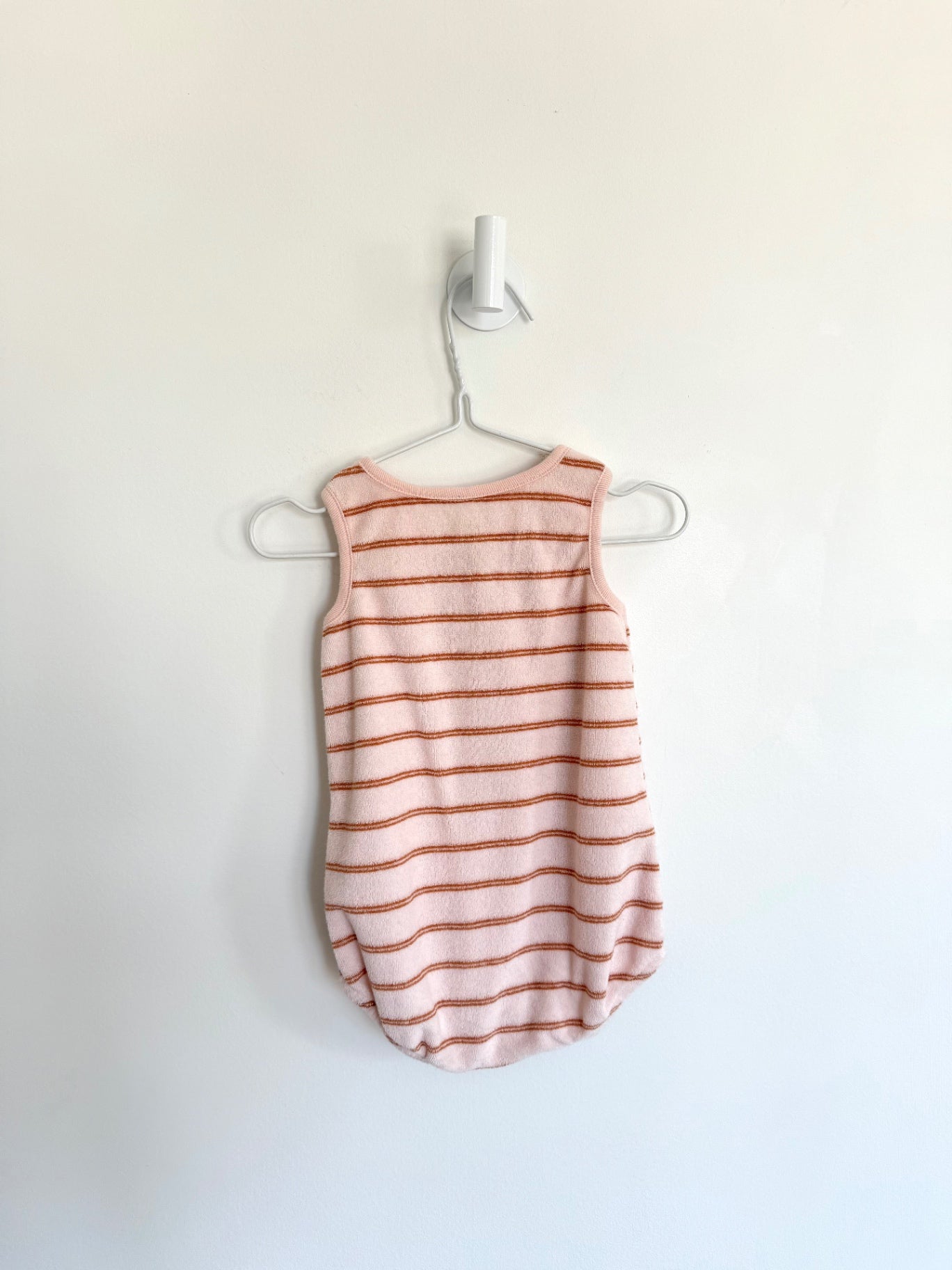 Carters Romper 9 months Light pink w/ brown stripes
