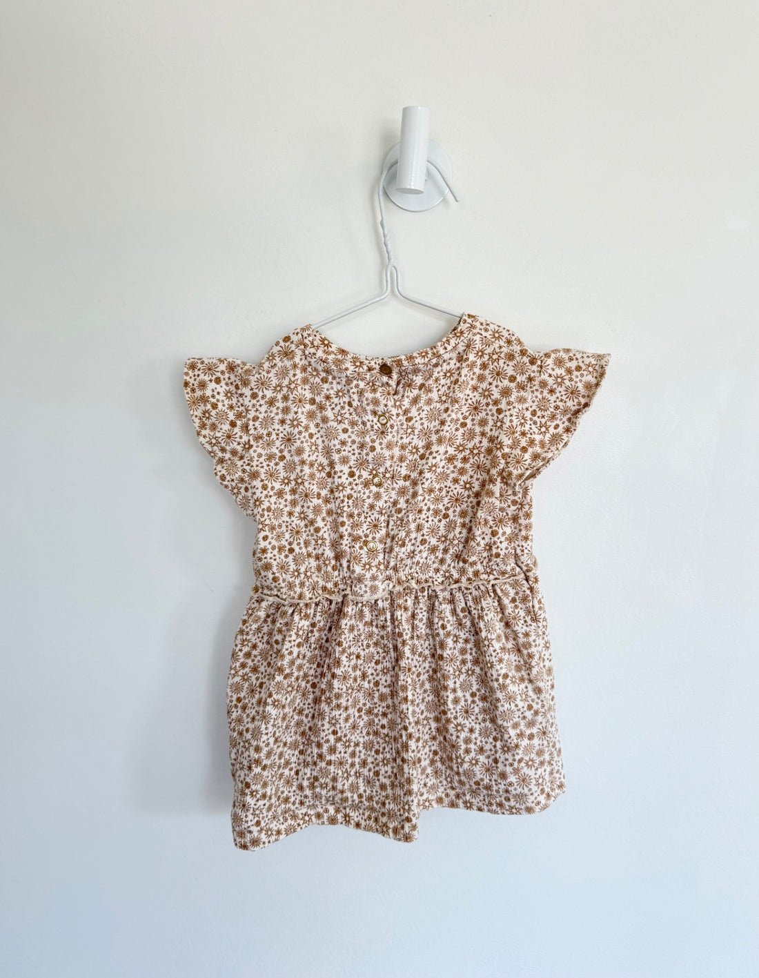 Noppies Dress 6-9 months tan/white flowers