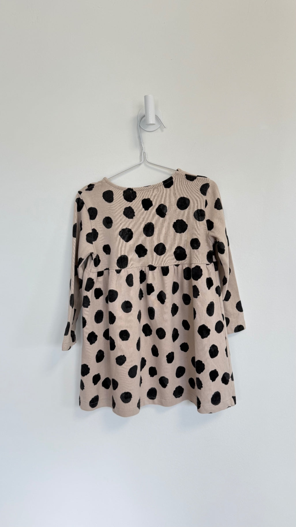 Zara Dress 3-4 years Taupe w/black polka dots