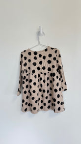 Zara Dress 3-4 years Taupe w/black polka dots
