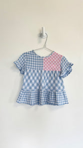 Zara Top 3-4 years blue/white/pink checkered
